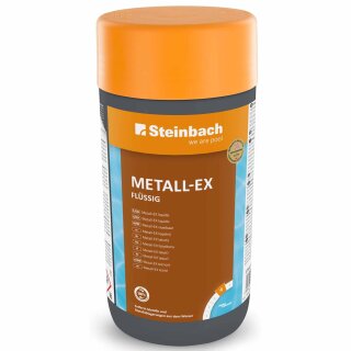 Steinbach Poolpflege Metall-EX flüssig - 0755401TV00-1?l - Entfernt Eisen, Kupfer & andere Metalle - Gegen Trübungen & Ablagerungen - Einfache Anwendung - Für klares, metallfreies Poolwasser